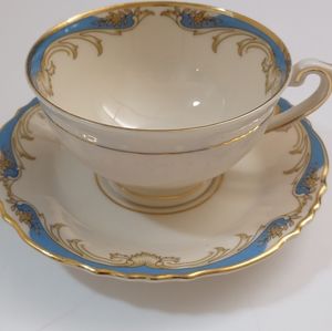 Syracuse Federal china teacup and saucer Blue Beige